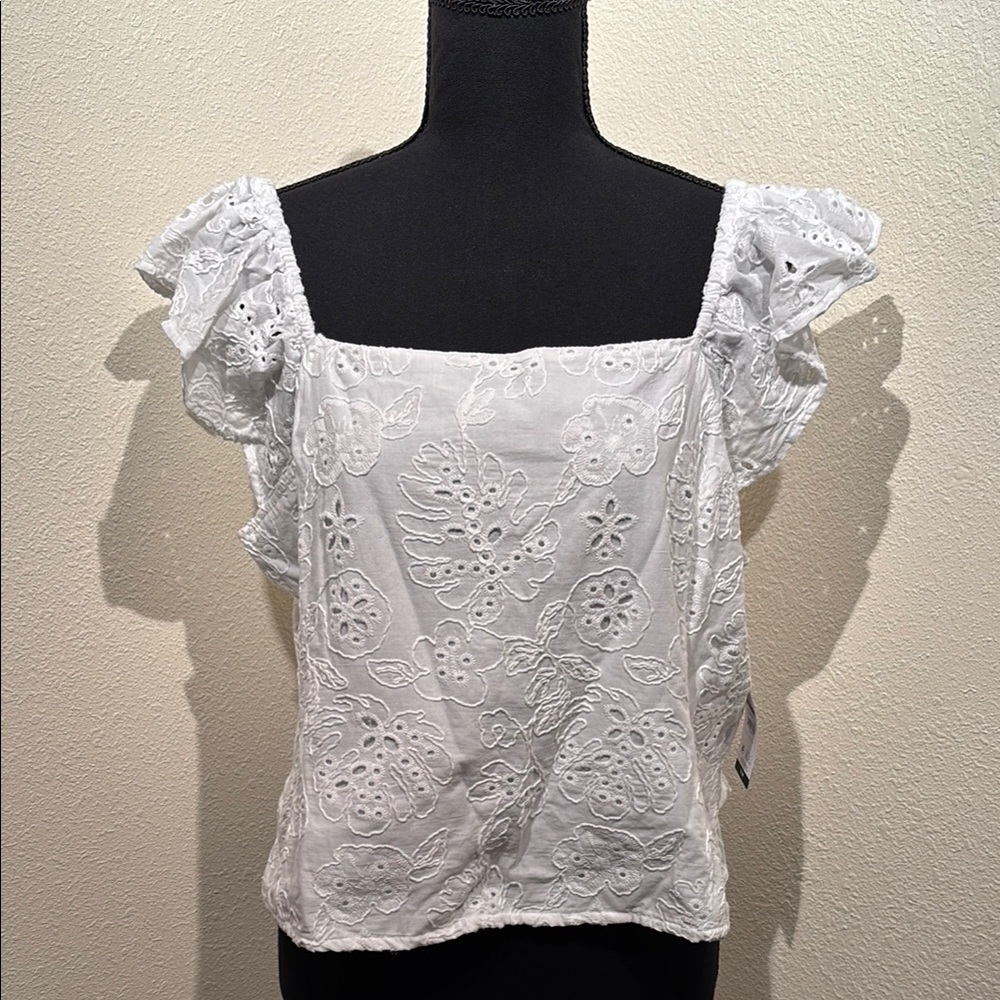 Sofia Ruffle Sleeve Top Bright White XXL